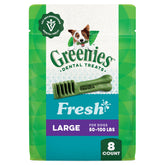 Greenies: empaque frontal, premio dental para perros con sabor fresco