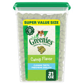 Greenies Gatos Premios Dentales Adultos Catnip 21oz Tubo: empaque listo para uso diario.
