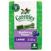 Greenies golosinas dentales para perro adulto, sabor arándano, empaque de 12 onzas.
