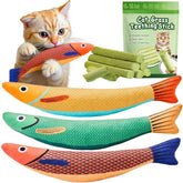 GREMBEB pez saurio de peluche para gatos, estimula el juego suave.