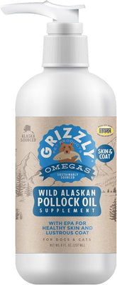 GRIZZLY Pollock Oil botella con bomba para verter sobre la comida de perros