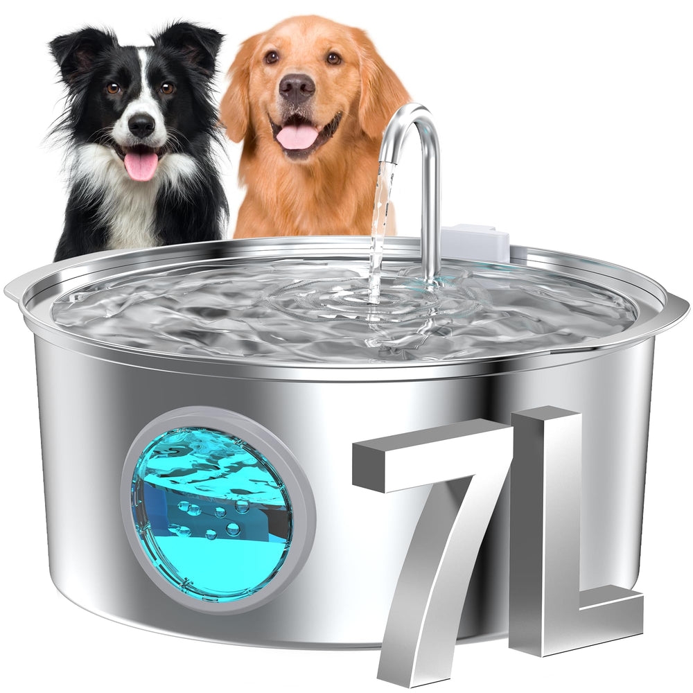 Fuente GROOKPET para perros grandes con tanque de 7L, ideal para hogares con varias mascotas.