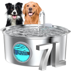 Fuente GROOKPET para perros grandes con tanque de 7L, ideal para hogares con varias mascotas.