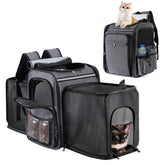 GROXKOX Mochila portador de gato expandible de doble lado, ideal para viajes cómodos.