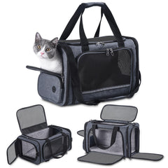 Groxkox porta-gato-frontal muestra diseño cómodo para viajar en cabina