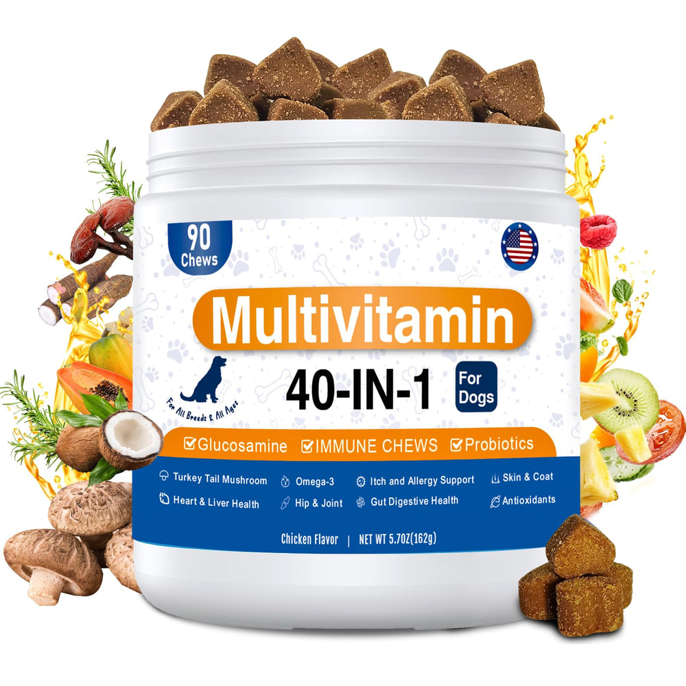 GuruAmi 40 en 1, tabletas masticables para perro, apoyo a la vitalidad diaria
