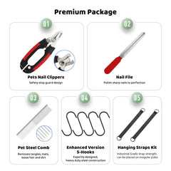 Kit profesional Guzekier para peluquería canina incluye herramientas de seguridad.