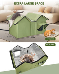GUZROK casa-gato-caliente-exterior-suelo-aislado base elevada mantiene el interior seco