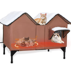 Casa GUZROK para gatos exterior caliente, vista frontal, refugio cómodo para invierno
