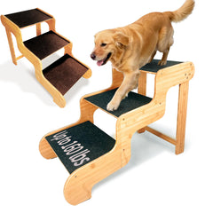 GXONE escaleras para perro de cama con tres pasos en bambú para subir al sofá