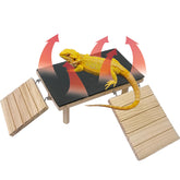 GXSDJ plataforma dragón barbudo de madera toma sol y movilidad segura.