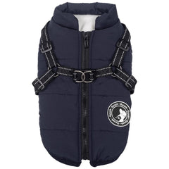 Gyuzh chaqueta para perro con arnés impermeable, ideal para paseos en lluvia.