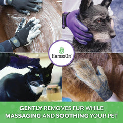 Guantes H HANDSON para cepillado de perros y gatos, mejora la circulación y brillo del pelaje.