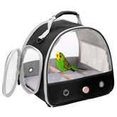 Halinfer Bird Travel Carrier con ventanas claras para vistas durante el viaje.