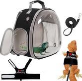 Halinfer mochila transportín dragón barbudo, vista frontal, ideal para viajar con seguridad.