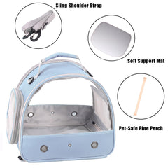 Halinfer transportin aves: vista de bolsillo lateral para snacks y almacenamiento