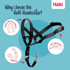 HALTI collar de cabeza con banda nasal acolchada para confort durante el paseo.