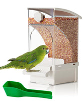 Hamiledyi alimentador automático para aves, vista frontal con fácil acceso a la comida.