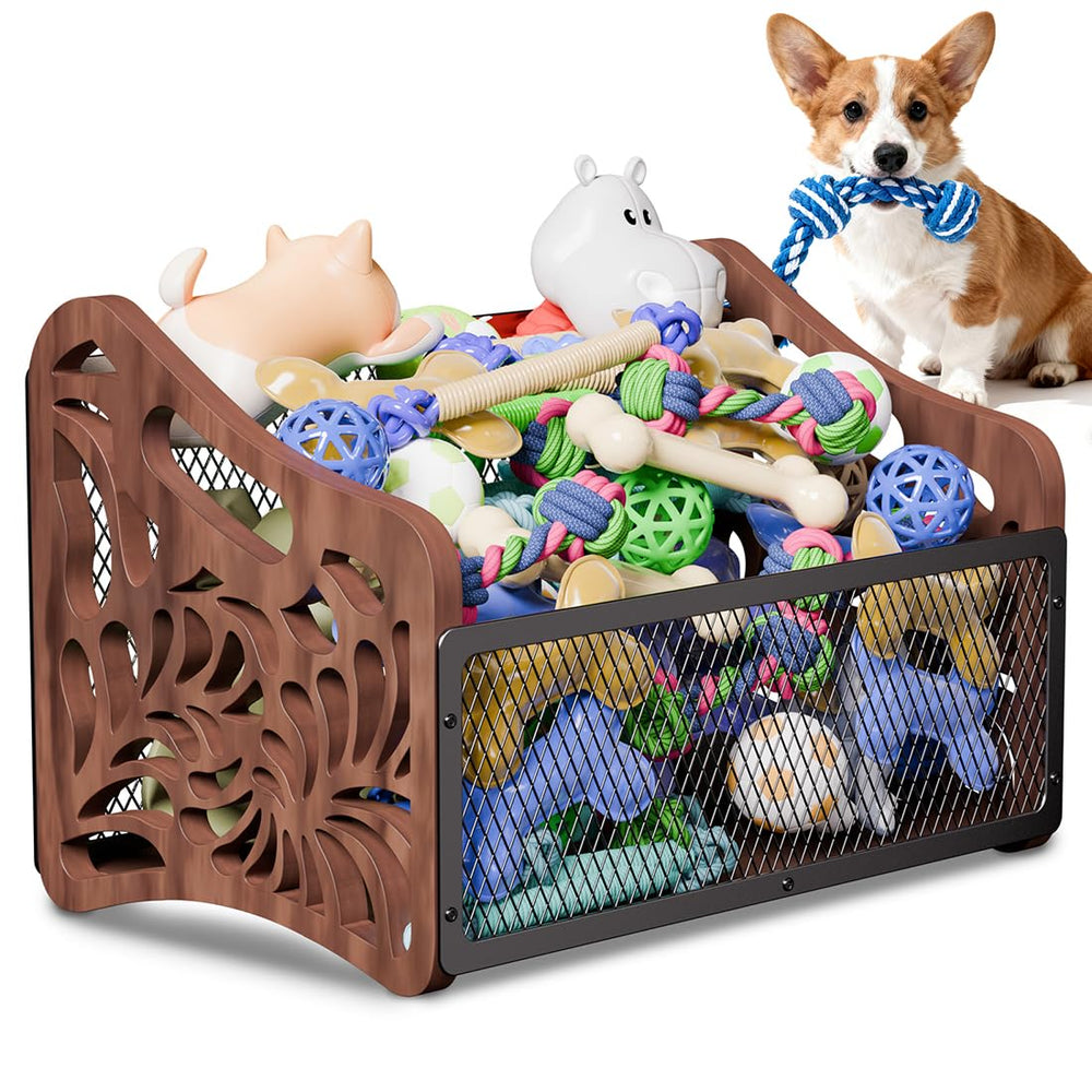 handrong cesta-juguetes-perro-grande, almacenamiento práctico para juguetes de mascotas.