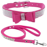 Collar Haoyueer con bling rosa y cristal, perfecto para paseos elegantes