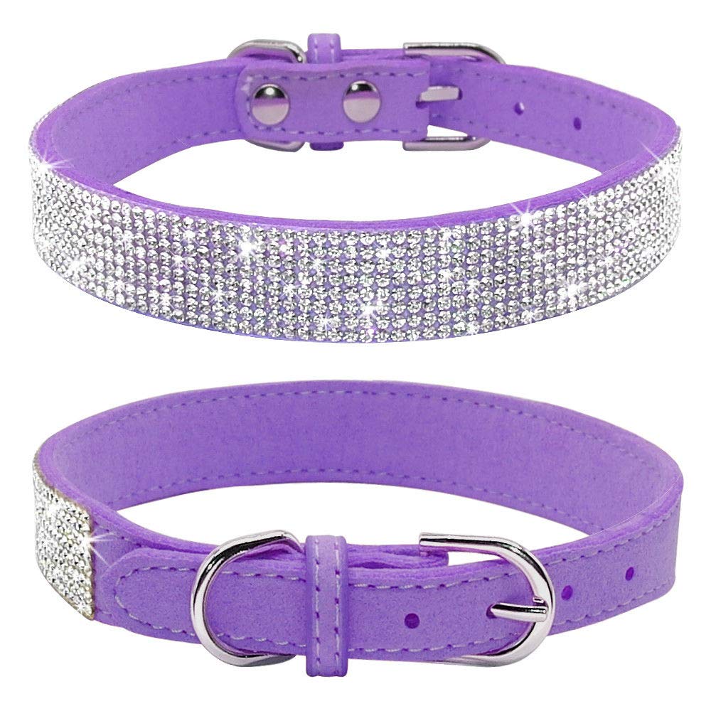 Collar Haoyueer con cristales brillantes morados para paseos con estilo