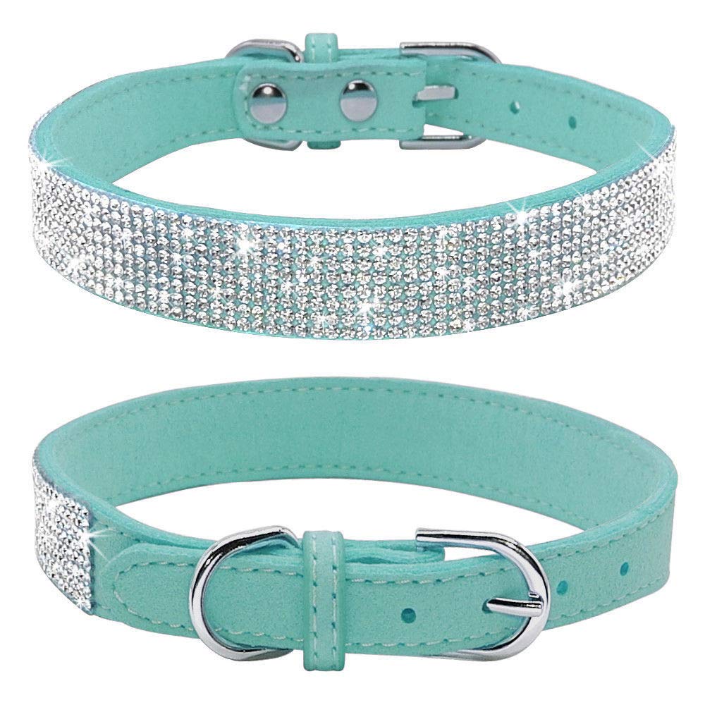 Collar Haoyueer para perros con cristales azules, frente brillante para paseos