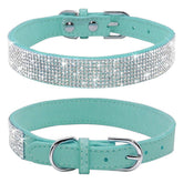 Collar Haoyueer para perros con cristales azules, frente brillante para paseos