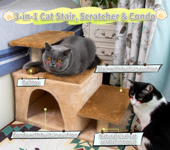 Hapineko escalera-gatos-senior-acceso-facil ofrece apoyo cómodo para mascotas mayores.