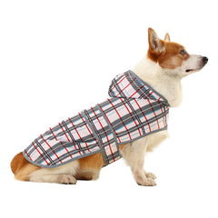 Chaqueta Happiere para perros grandes con capucha plaid, protege de lluvia.