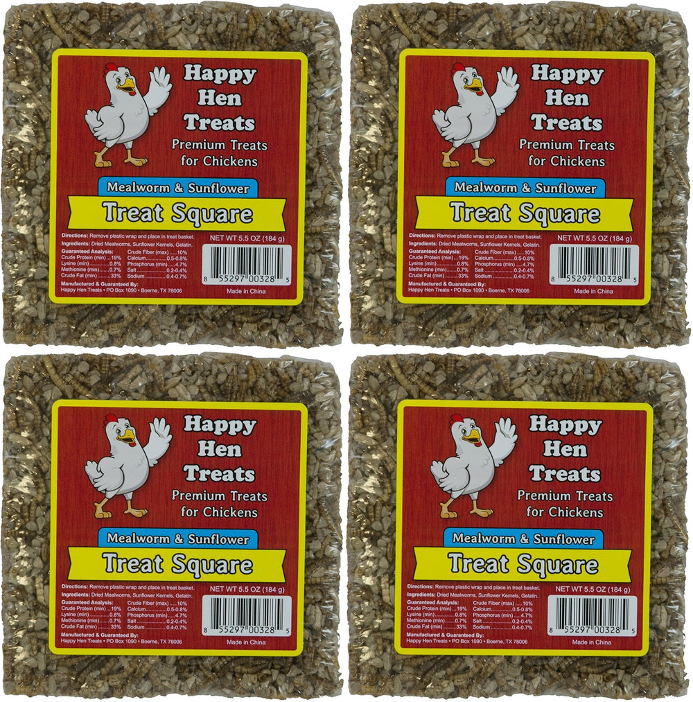 Happy Hen Treats cuadrado premium para pollos, snack proteico para premiar y motivar a las aves