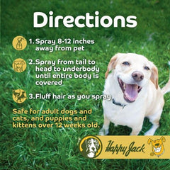 Happy Jack DD-33 pulverizador en mano para aplicación en perro.