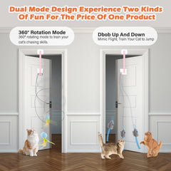 Juguete HAPPYCODE para gatos con pluma rotativa, ideal para movimientos rápidos