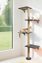 HAPYKITYS arbol-pared-gatos 4-niveles para trepar y vigilar desde la altura.