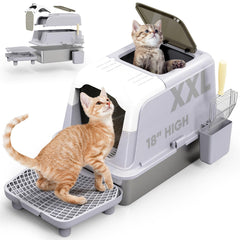 Caja Haroopet de acero inoxidable con tapa frontal para privacidad y olores controlados.