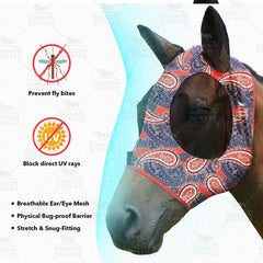 Máscara para caballos Harrison Howard, tejido suave y transpirable para uso prolongado.