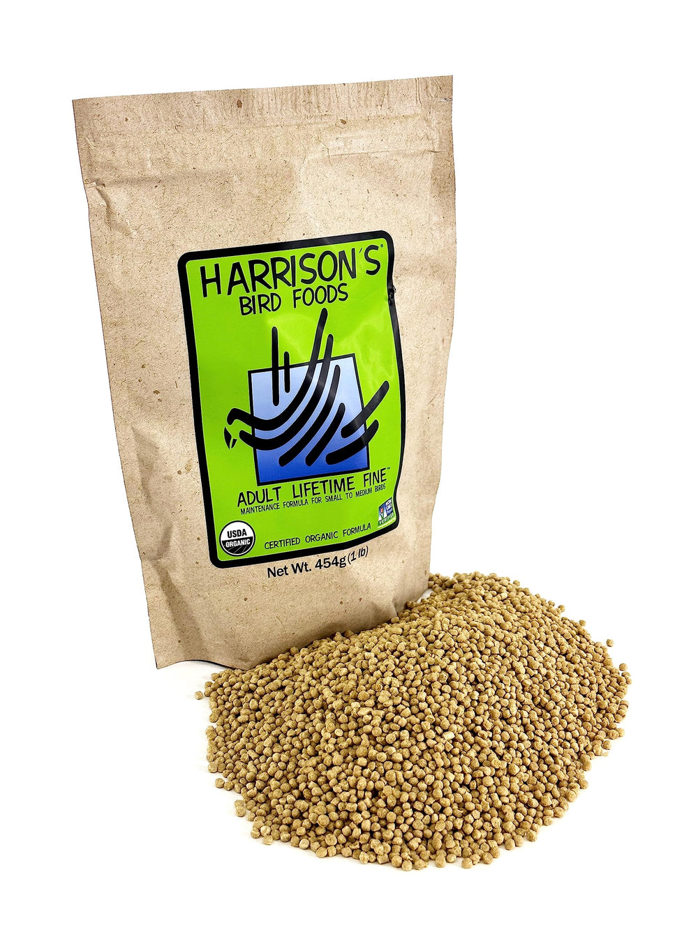 Harrison's Bird Foods bolsa-alimento-aves-adulto-fino-1lb, nutrición equilibrada para aves adultas