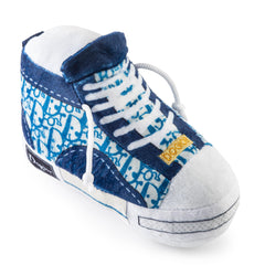 Dogior Haute Diggity Dog: zapatilla alto azul y blanco para juego con estilo.