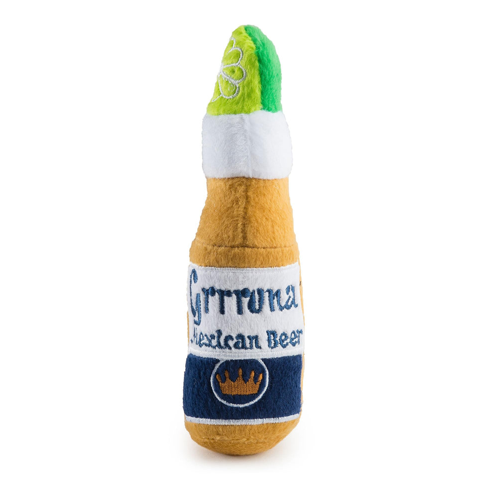 Peluche Grrrona botella de cerveza de Haute Diggity Dog, ideal para juego interactivo.