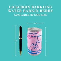 LickCroix Barkling Water Barkin Berry exterior rosado y azul para mordiscos suaves y juego diario