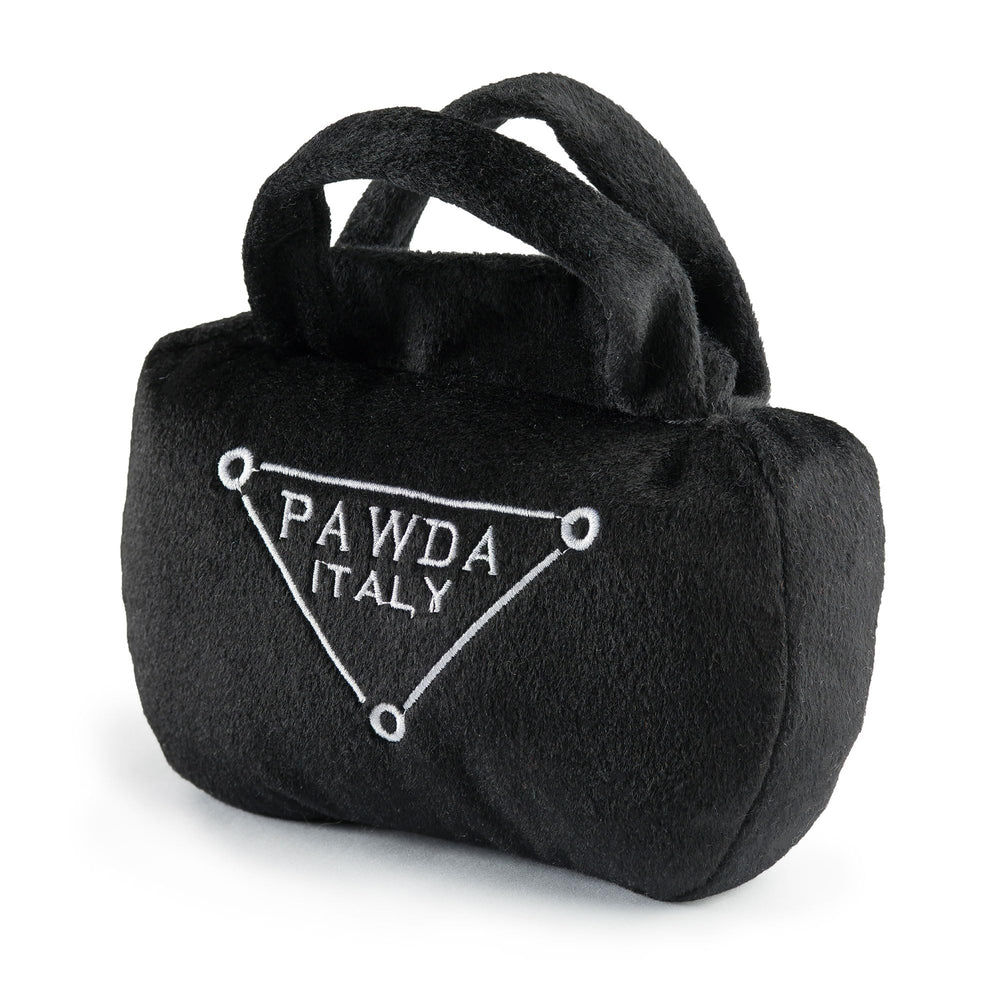 Pawda de Haute Diggity Dog, bolso negro suave para paseos y juego ligero.