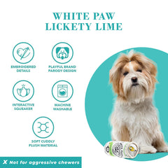 Haute Diggity Dog White Paw Lickety Lime, squeaker oculto para mayor estimulación auditiva.