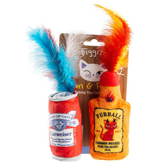 Catweiser de Haute Diggity Kitty, lata roja con plumas, ideal para juego activo