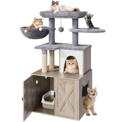 HavenlyYouth árbol para gato con caja de arena, área combinada para juego y descanso.