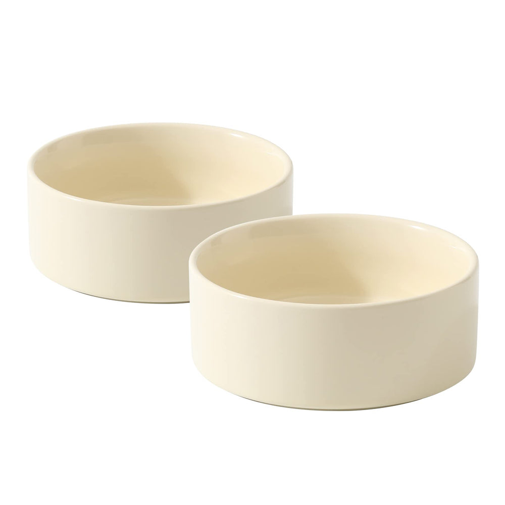Havniva set de tazones cerámicos beige para comida de gatos, estables y fáciles de limpiar