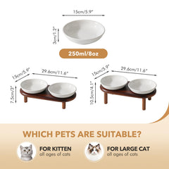 Havniva soporte de madera de acacia con dos alturas para gatos.