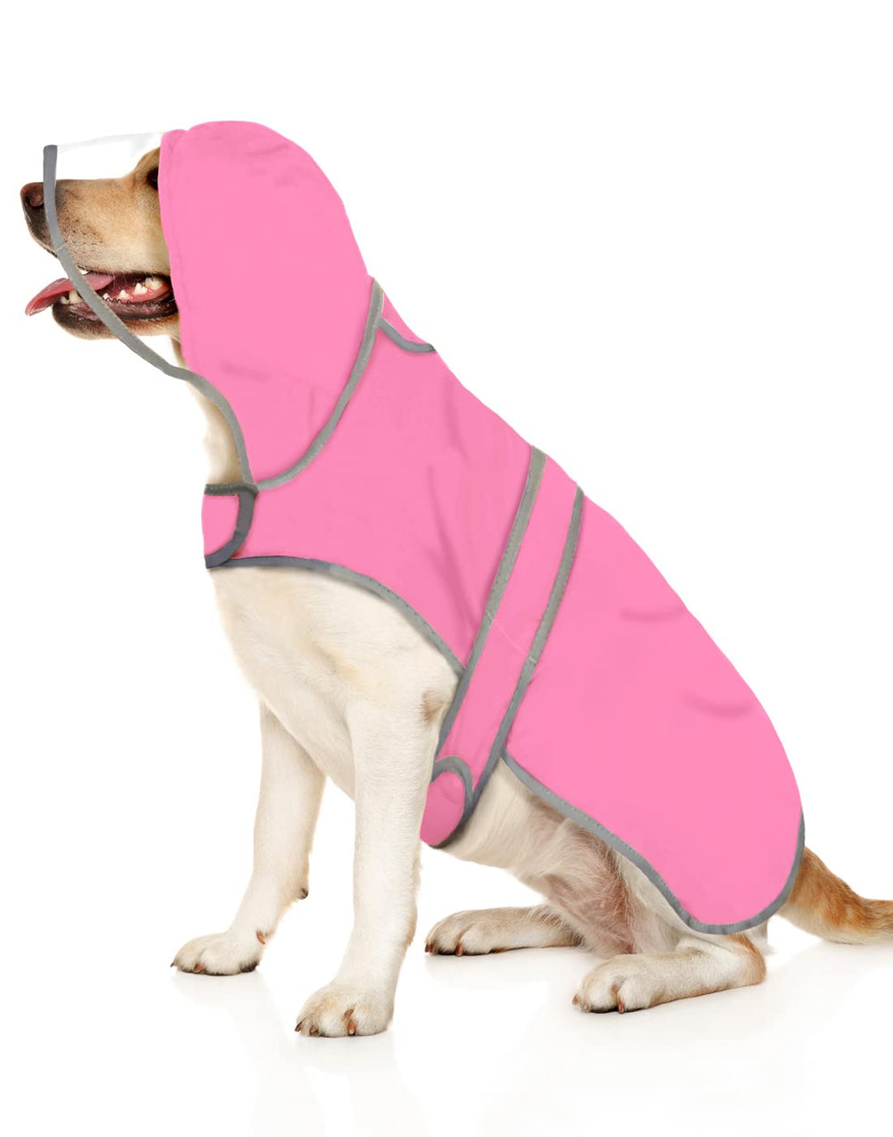 HDE impermeable para perros con capucha transparente rosa, ideal para días de lluvia
