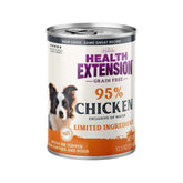 Health Extension 95% pollo, comida húmeda sin granos para perros, alta proteína.