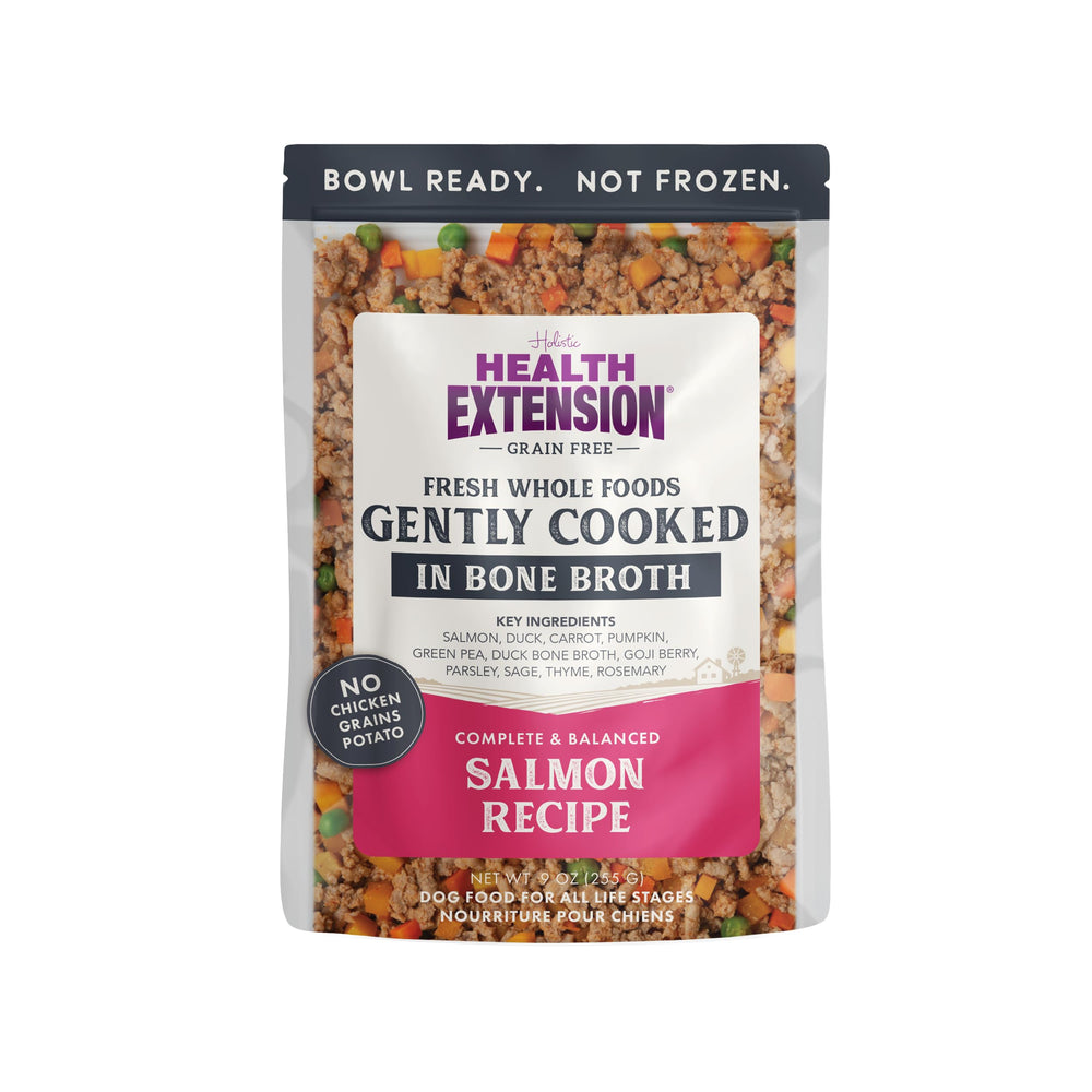 Health Extension salmón cocinado suave en bolsa lista para perros, sabor atractivo