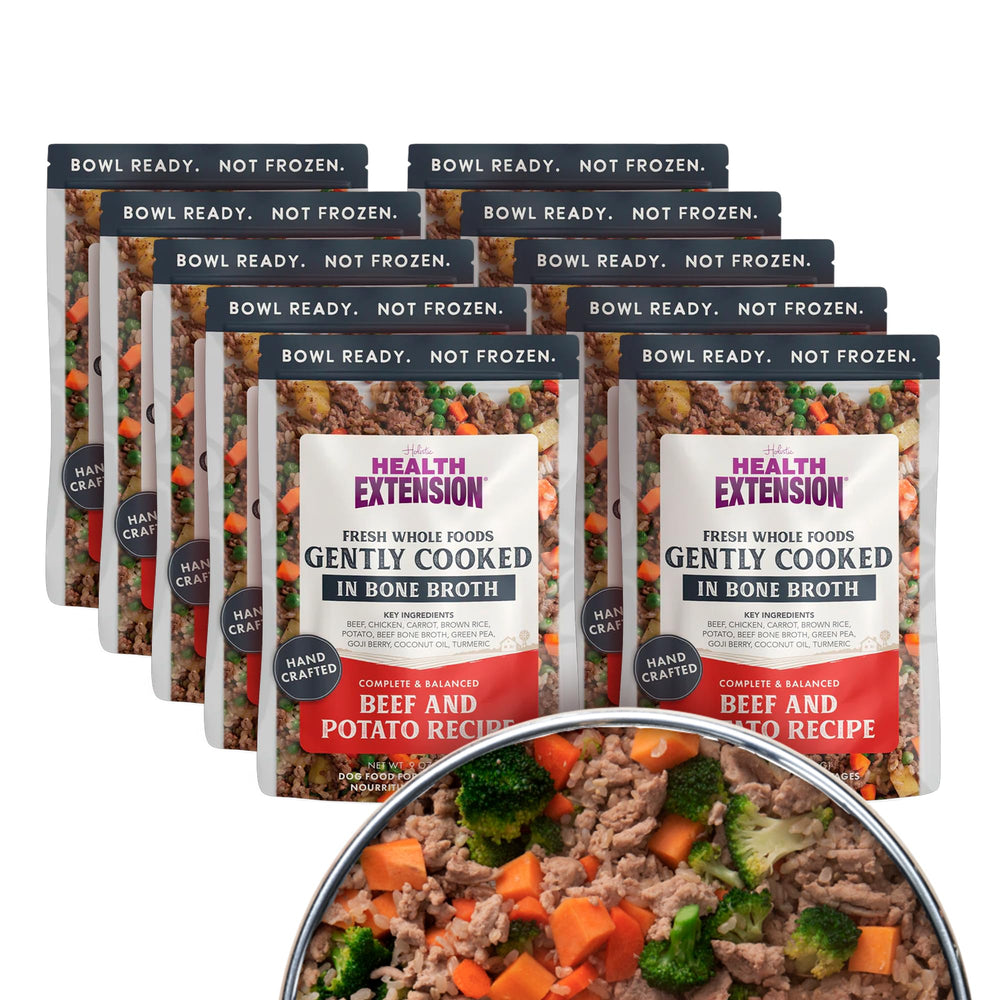 Health Extension empaque visible del alimento cocido suave listo para servir