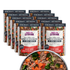Health Extension empaque visible del alimento cocido suave listo para servir